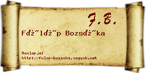 Fülöp Bozsóka névjegykártya